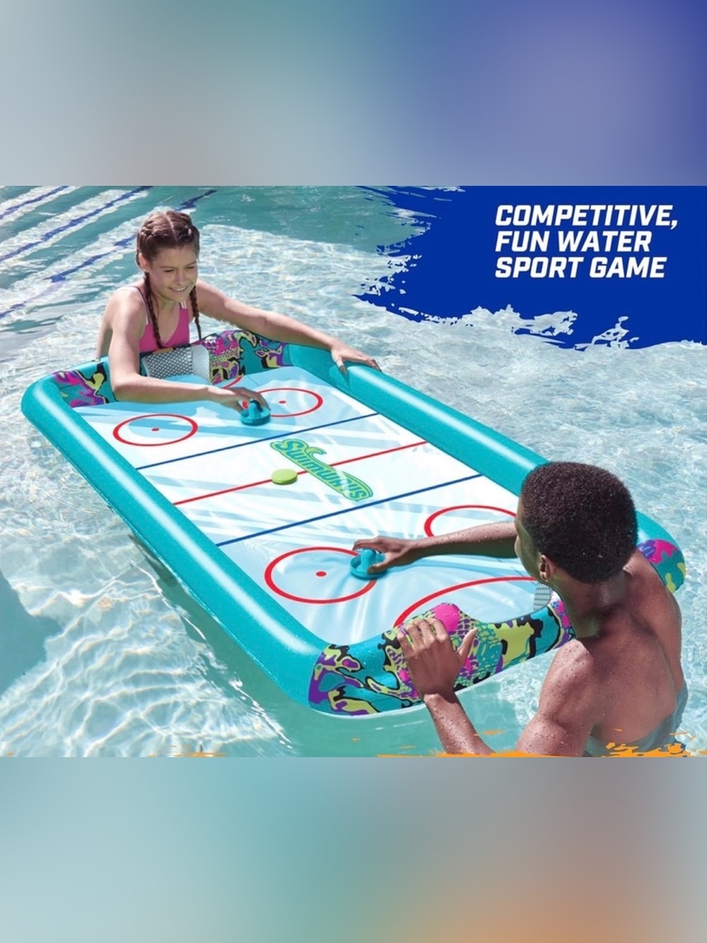 NEW Inflatable Floating Air Hockey Pool Game – 2 Players